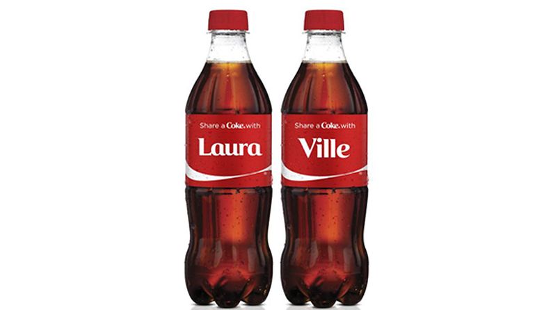 Muun muassa Laura ja Ville saavat omat nimikko-Coca-Colansa