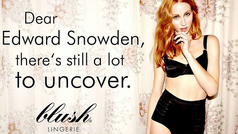 Blush mainostaa alusvaatteita Edward Snowdenin avulla.