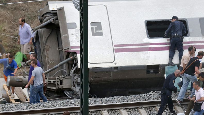 Espanjassa sattuneen junaturman syyksi epäillään ylinopeutta. 