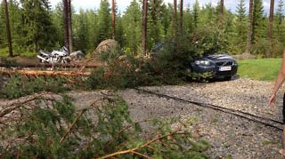 Rajuilma aiheutti tuhoja Heinävedellä 9. heinäkuuta 2014.