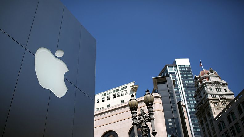 Yhtiön logo Apple-kaupassa San Franciscossa Yhdysvalloissa.