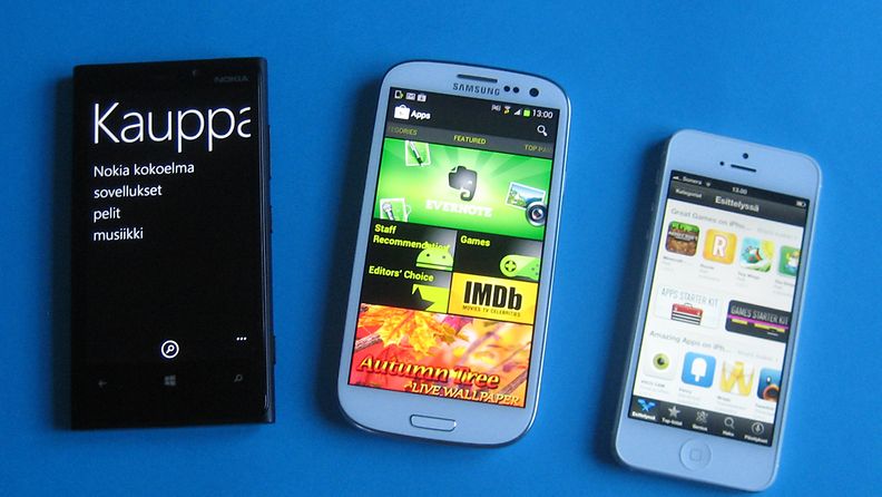 Nokia Lumia 920, Samsung Galaxy S3 ja iPhone 5