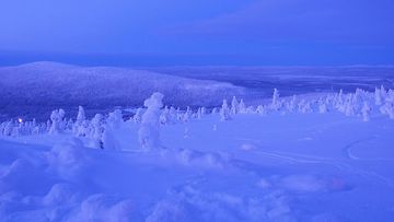 Sininen maisema Levillä jouluaattona 2014. Lukijan kuva: Mauri Kuittinen