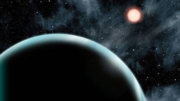 This artist's conception shows Kepler-421b, a Uranus-sized transiting exoplanet with the longest known year, circling its star once every 704 days. Kepler-421b orbits an orange, K-type star that is cooler and dimmer than our sun and is located about 1,000 light-years from Earth in the constellation Lyra. 