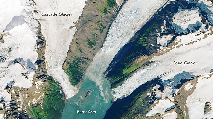 Vuoren rinteen liikkuminen ja halkeilu Barry Armissa Alaskassa huolestuttaa tutkijoita.
