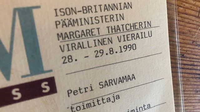 Margaret Thatcherin vierailu Suomessa vuonna 1990.