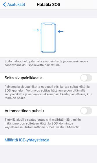 Hätätila SOS iPhone