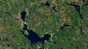 Satelliittikuva Siljan-kraaterista Ruotsissa.