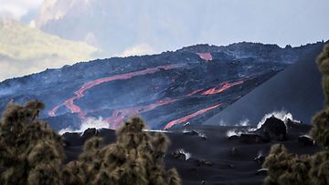 LK 20.11.2021 LK 20.11.2021 Espanjan sotilaallinen hätäyksikkö julkaisi tämän eilen otetun kuvan. Siinä näkyy laavavirtaus Las Manchasissa Cumbre Vieja -tulivuoren purkauksen jälkeen Kanarian saarella La Palmalla.