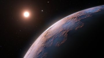 Taiteilijan näkemys mahdollisesta Proxima d -eksoplaneetasta