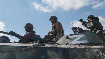 Separatistitaistelijoita Ukrainassa Donbassin alueella maaliskuussa 2022.