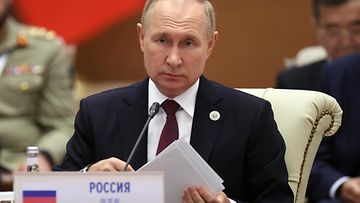 Venäjän presidentti Vladimir Putin Shanghain yhteistyöjärjestön (SCO) kokouksessa Uzbekistanissa 16.9.2022.