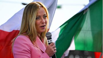 Giorgia Meloni vaalitilaisuudessa syyskuussa 2022.