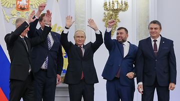 Putin liitti laittomasti neljä Ukrainan aluetta Venäjään 30.9.2022.